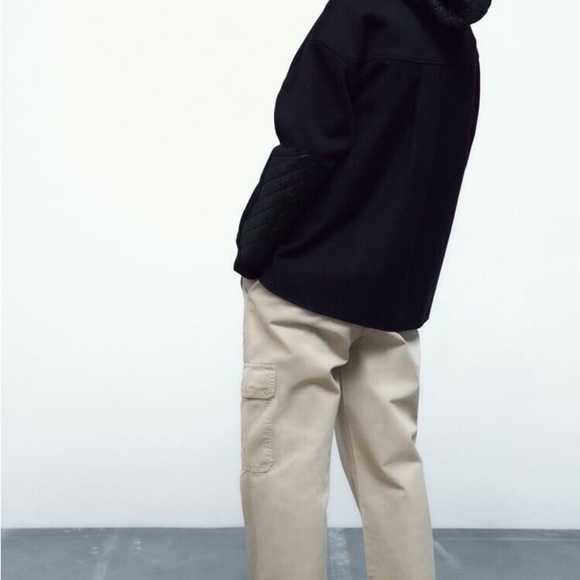 Zara Combination Quilted & Denim Black Hooded Sweatshirt | Size US S - Picture 10 of 10